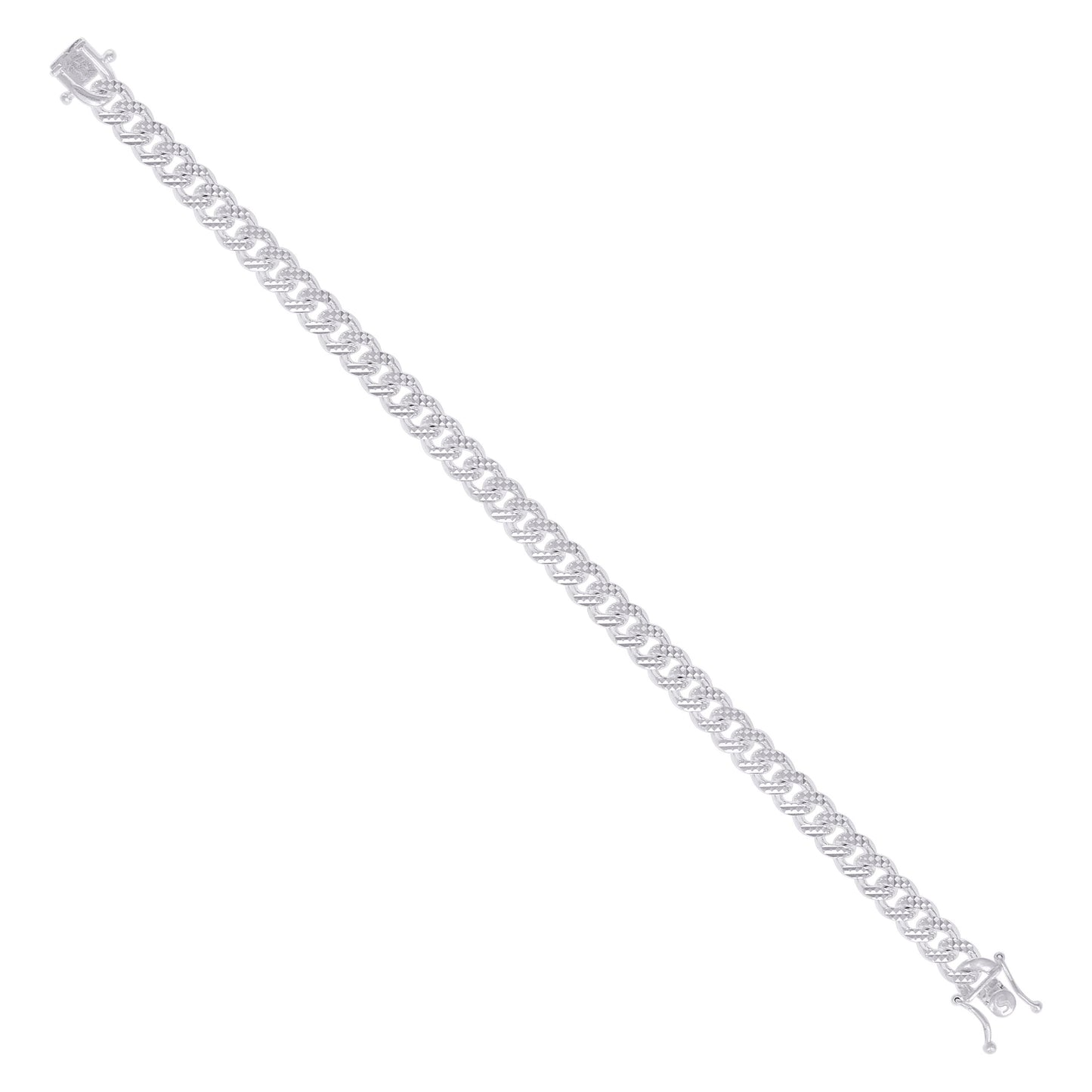 925 Silver Solid Miami Cuban Pyramid Chain 7mm