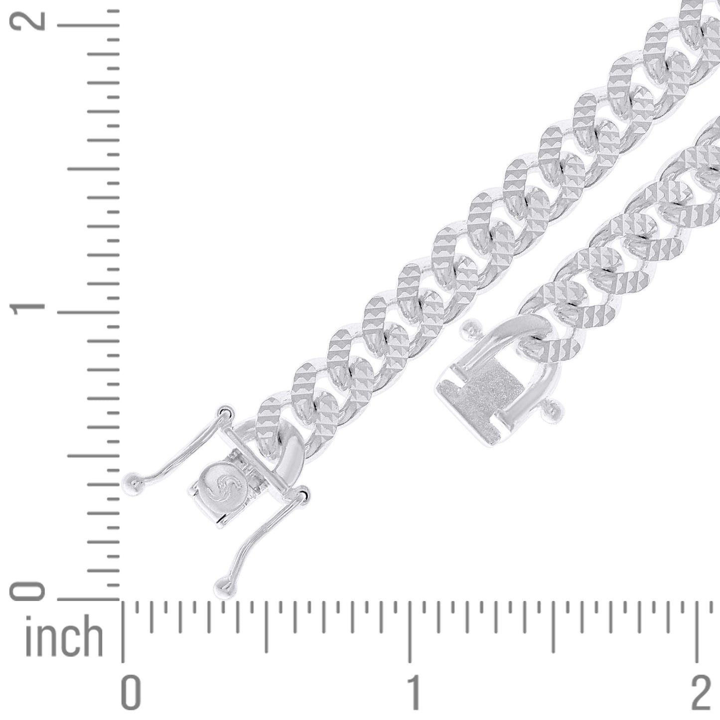 925 Silver Solid Miami Cuban Pyramid Chain 7mm