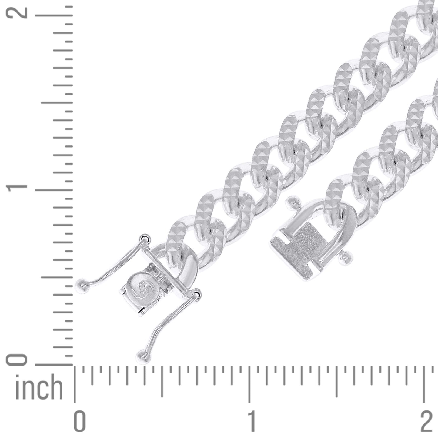 925 Silver Solid Miami Cuban Pyramid Chain 8.4mm