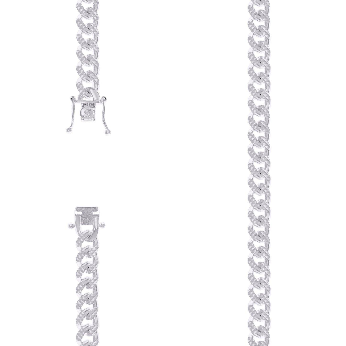 925 Silver Solid Miami Cuban Pyramid Chain 8.4mm
