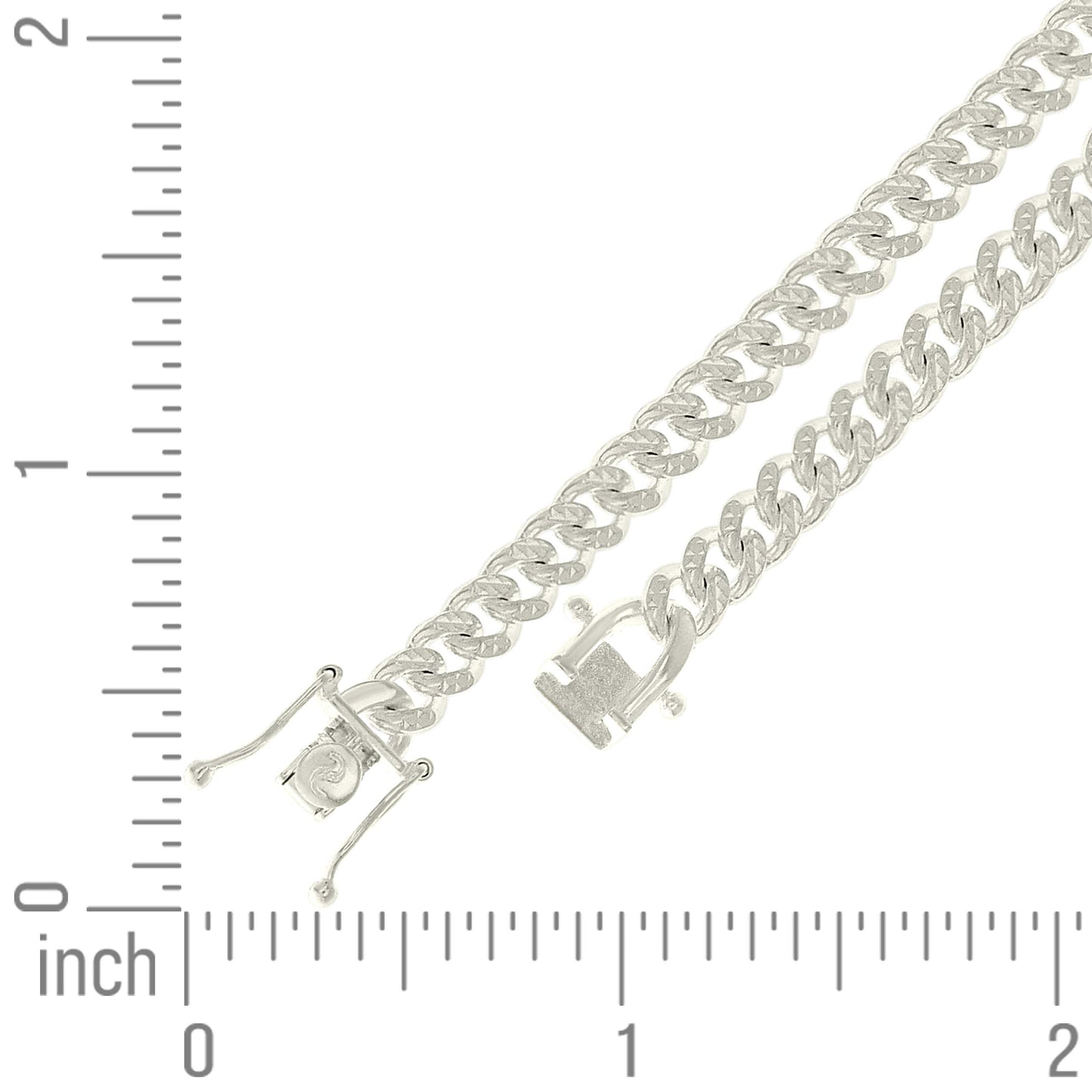 925 Silver Solid Miami Cuban Pyramid Chain Silver 4.9mm