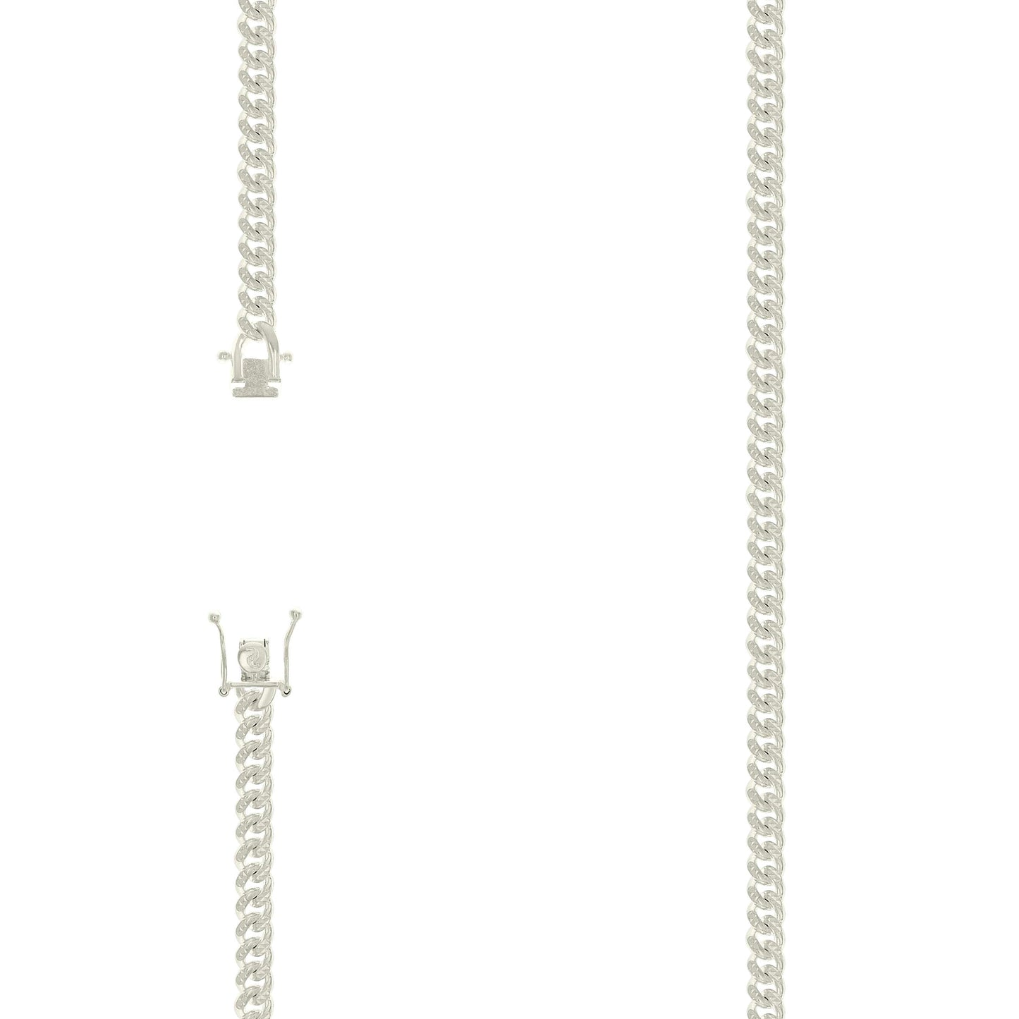 925 Silver Solid Miami Cuban Pyramid Chain Silver 4.9mm