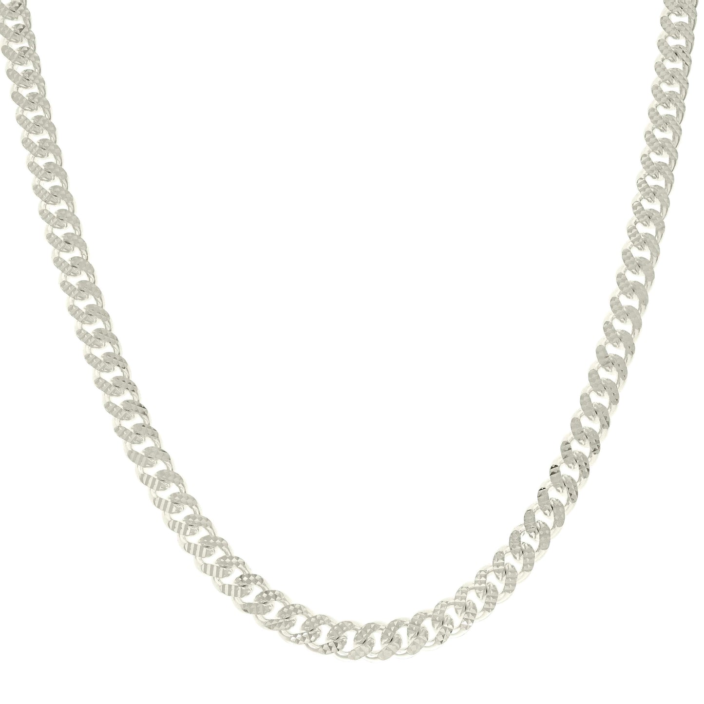 925 Silver Solid Miami Cuban Pyramid Chain Silver 7mm