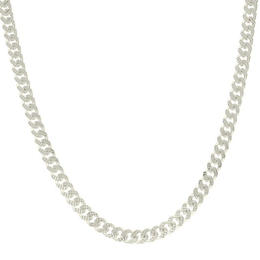 925 Silver Solid Miami Cuban Pyramid Chain Silver 7mm