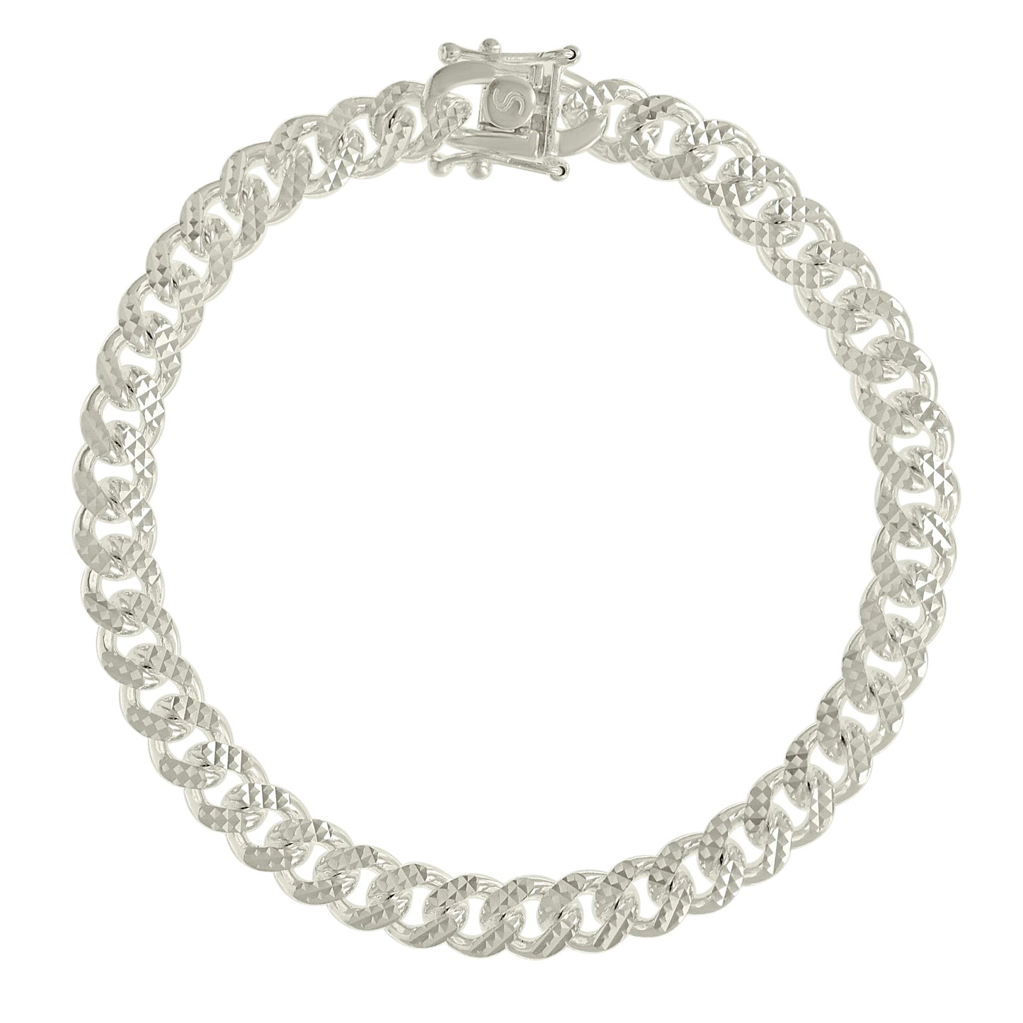 925 Silver Solid Miami Cuban Pyramid Chain Silver 7mm