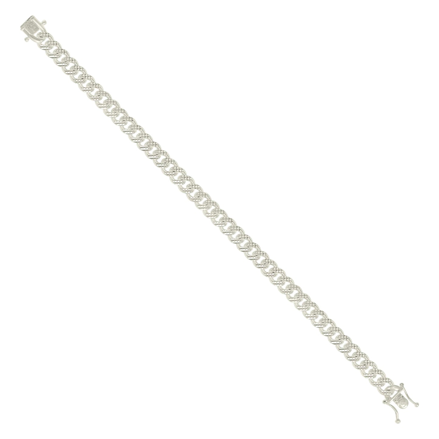 925 Silver Solid Miami Cuban Pyramid Chain Silver 7mm