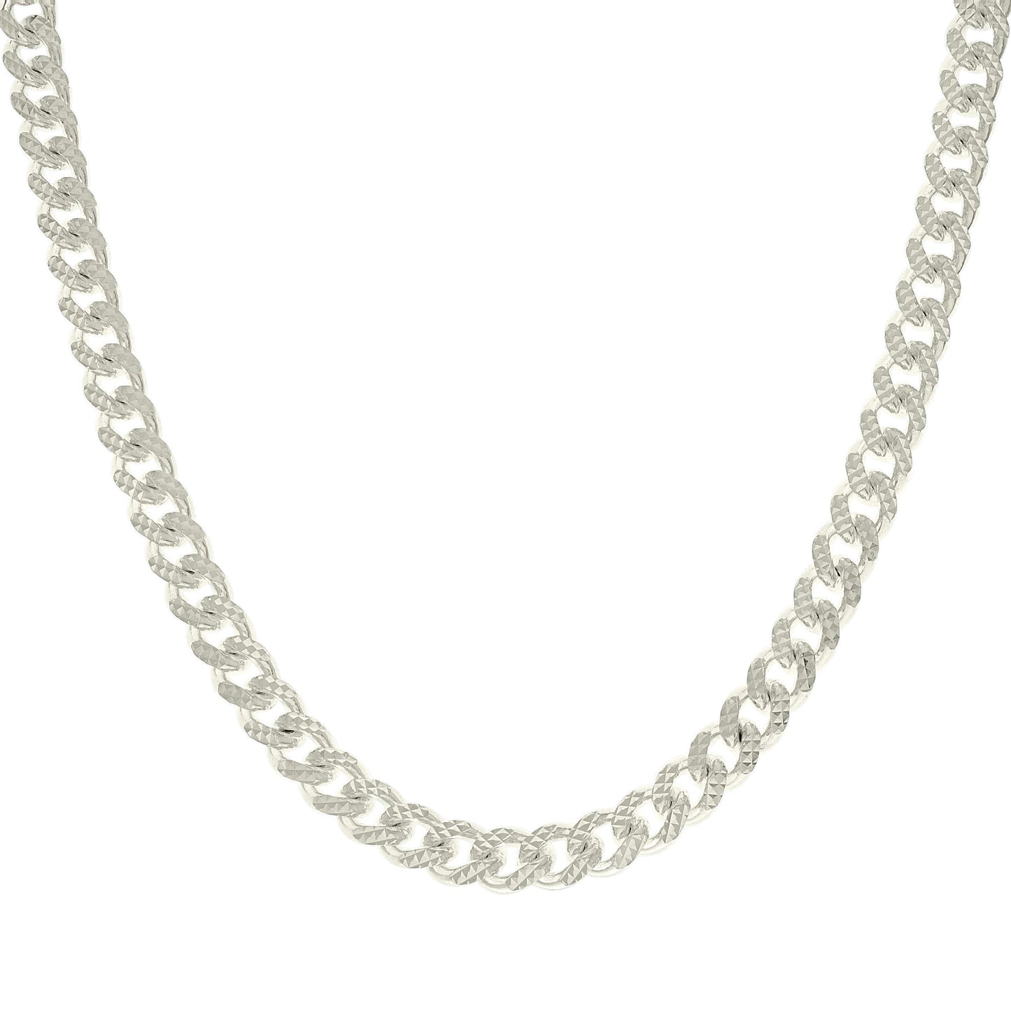 925 Silver Solid Miami Cuban Pyramid Chain Silver 8.4-20"