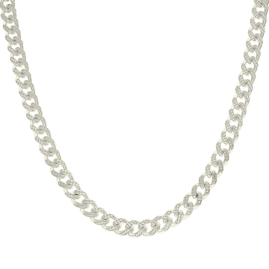 925 Silver Solid Miami Cuban Pyramid Chain Silver 8.4-20"