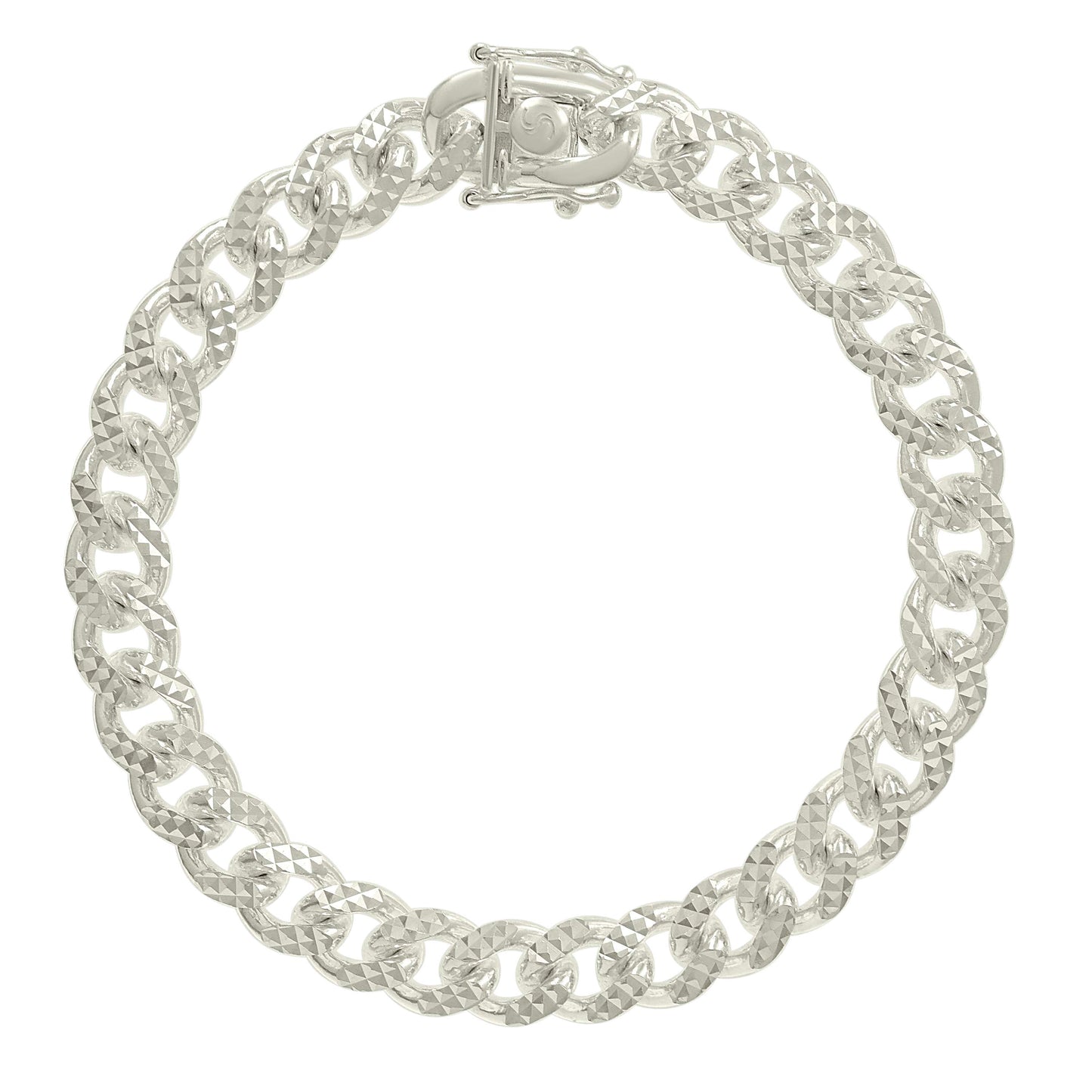 925 Silver Solid Miami Cuban Pyramid Chain Silver 8.4-20"