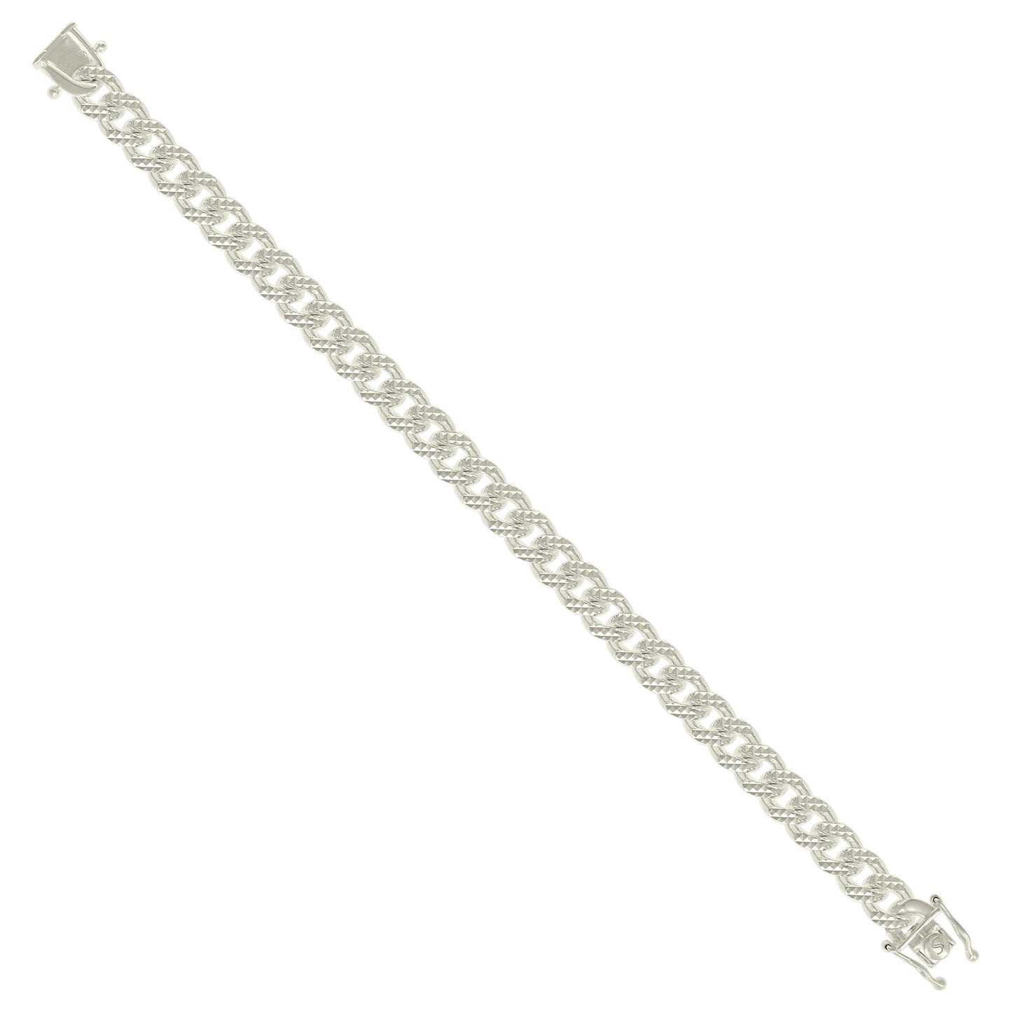 925 Silver Solid Miami Cuban Pyramid Chain Silver 8.4-20"