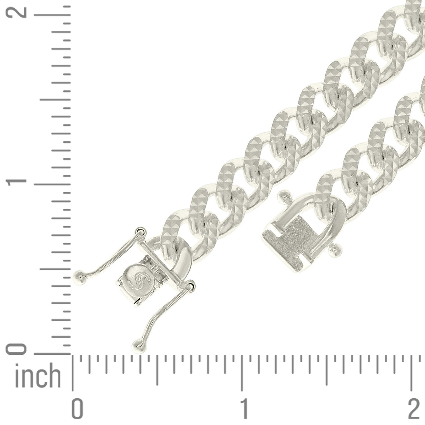 925 Silver Solid Miami Cuban Pyramid Chain Silver 8.4-20"