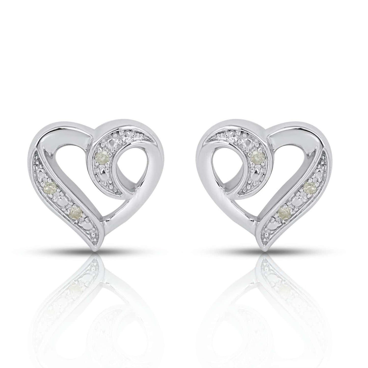 925 SS 0.02CT D- EARRINGS "HEART"