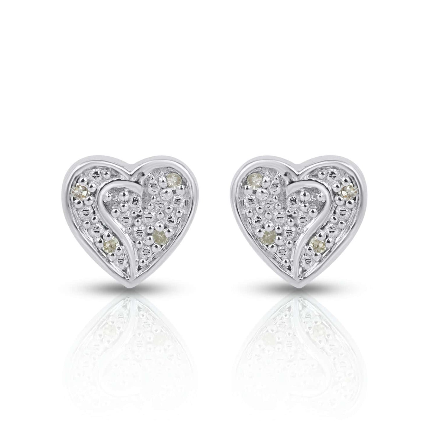 925 SS 0.03CT D- EARRINGS "HEART"