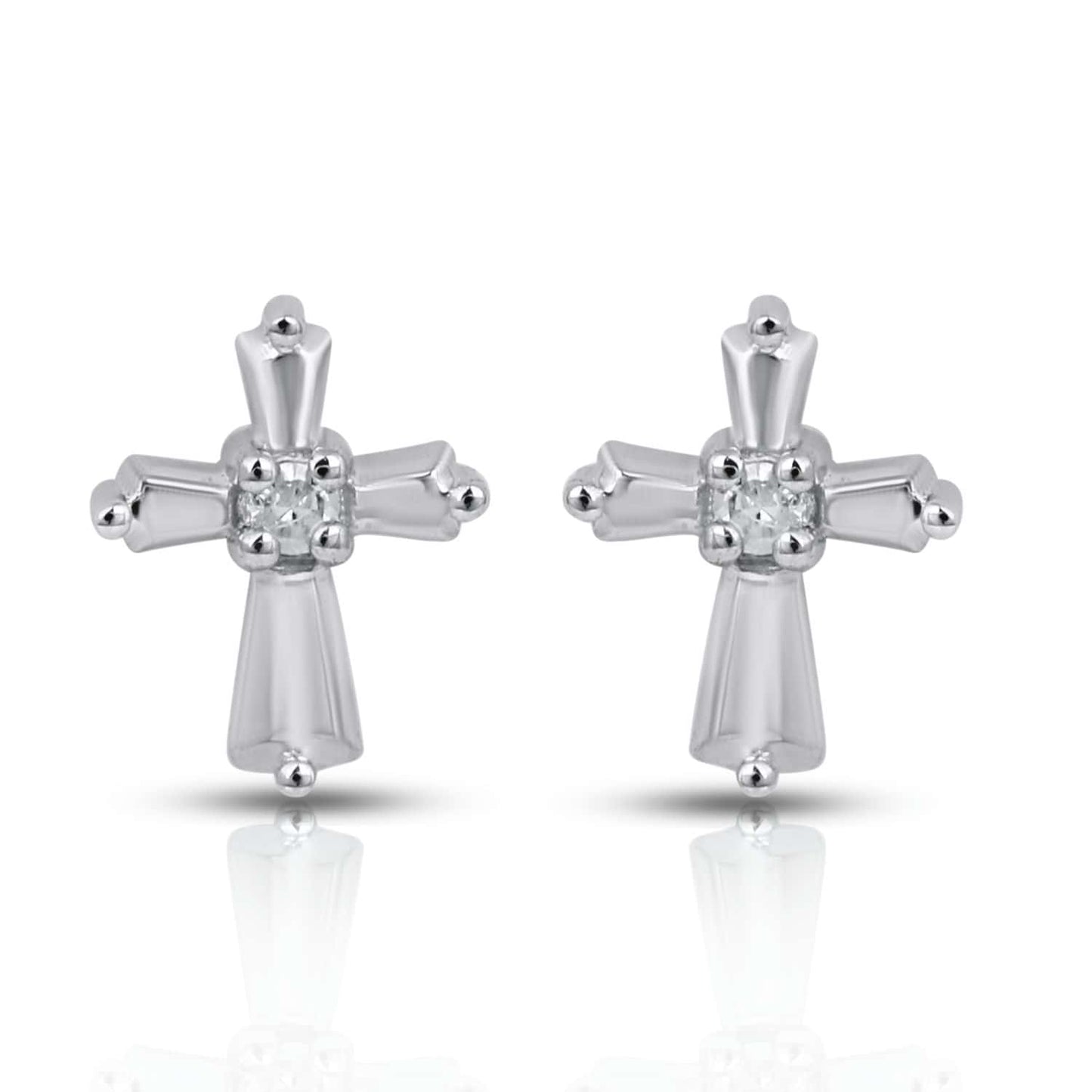 925 SS 0.01CT D- EARRINGS "CROSS"