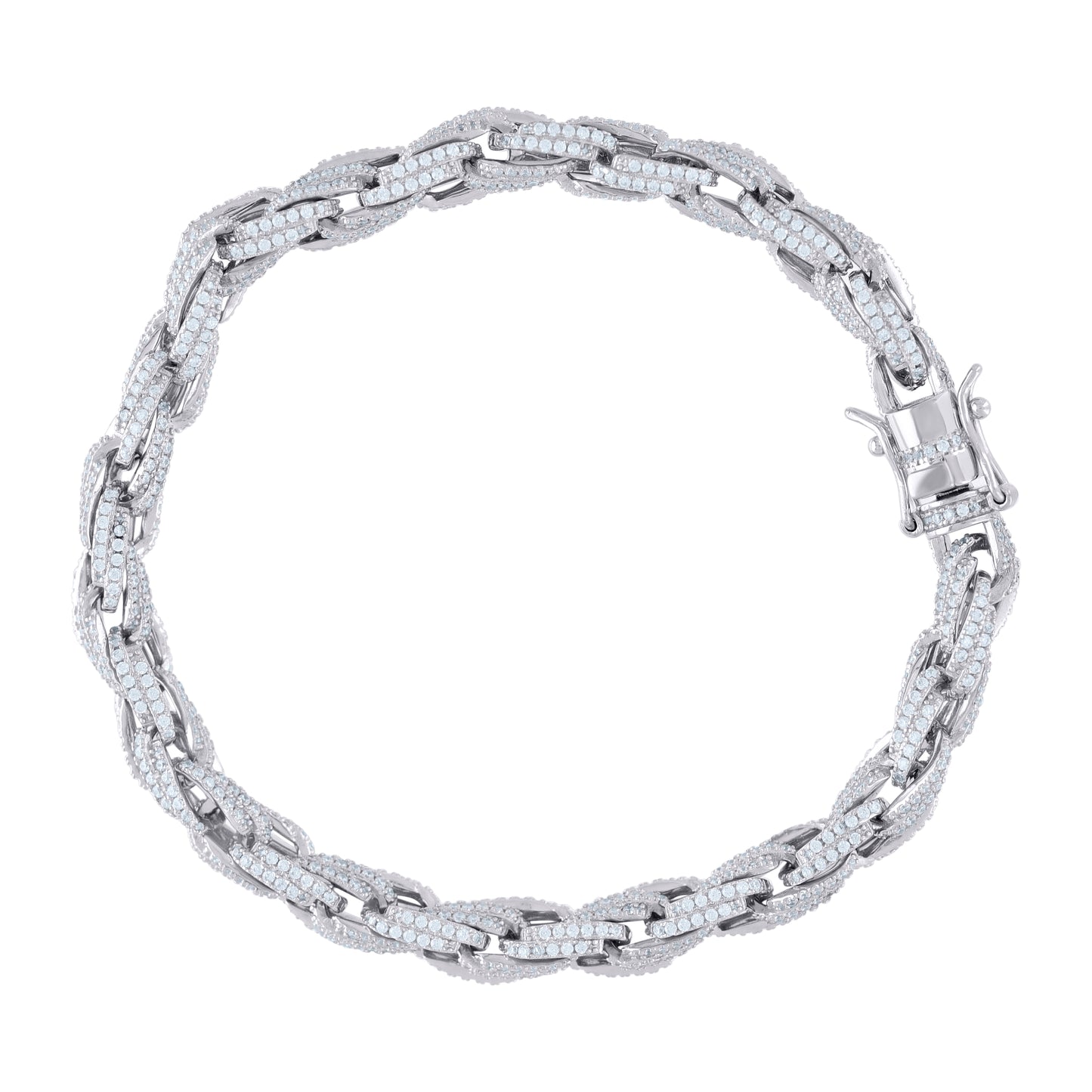 925 Sterling Silver Moissanite Fancy Chain 6mm