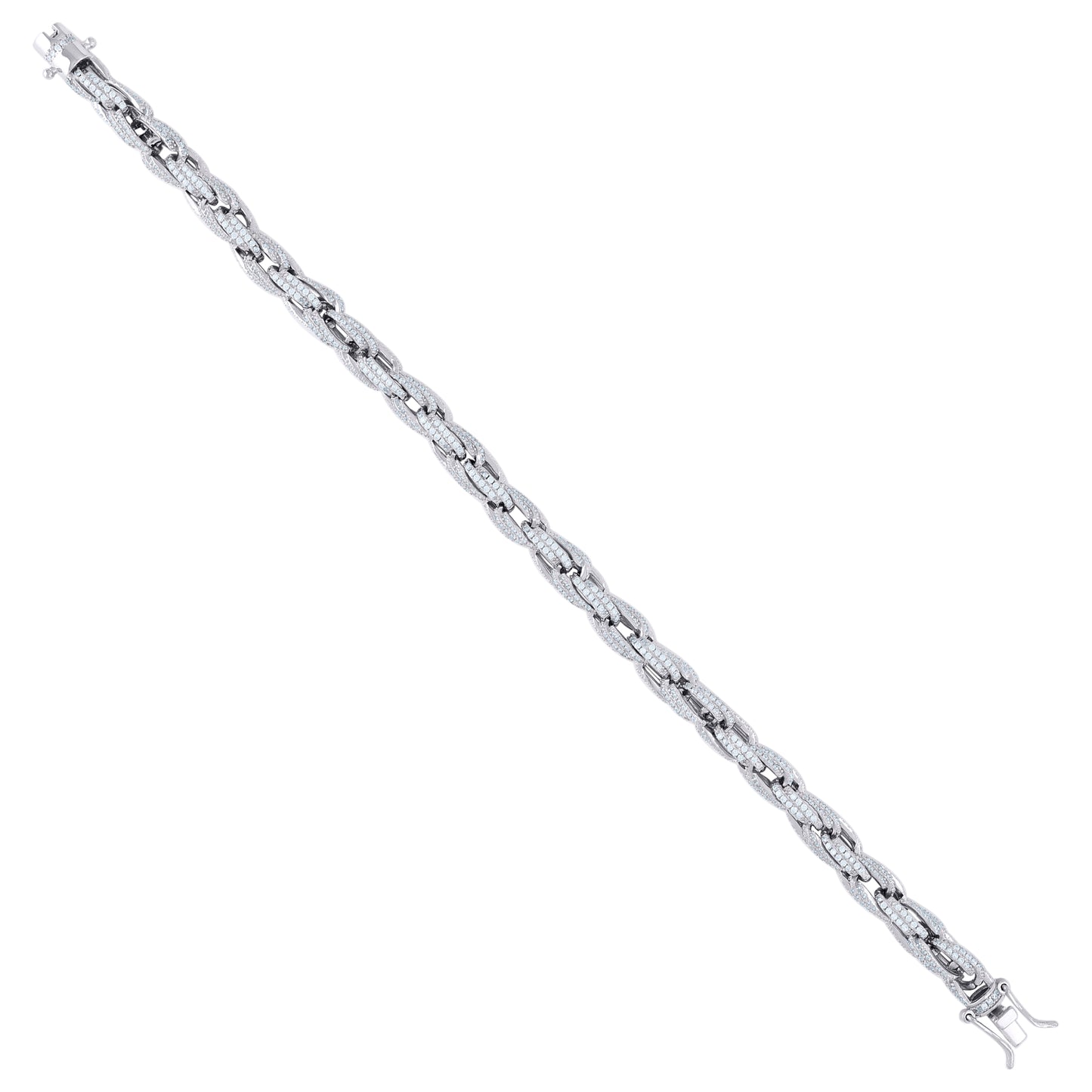 925 Sterling Silver Moissanite Fancy Chain 6mm