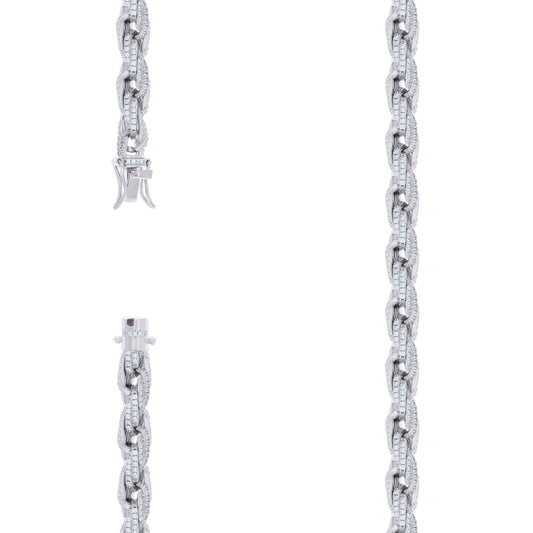 925 Sterling Silver Moissanite Fancy Chain 6mm