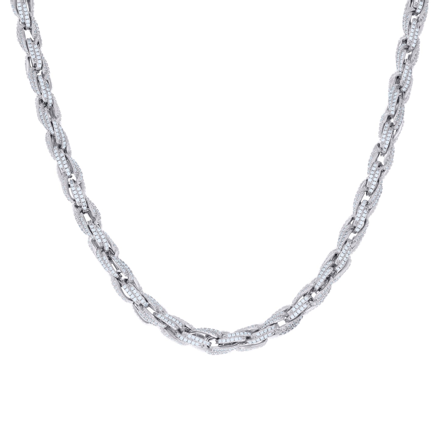 925 Sterling Silver Moissanite Fancy Chain 6mm