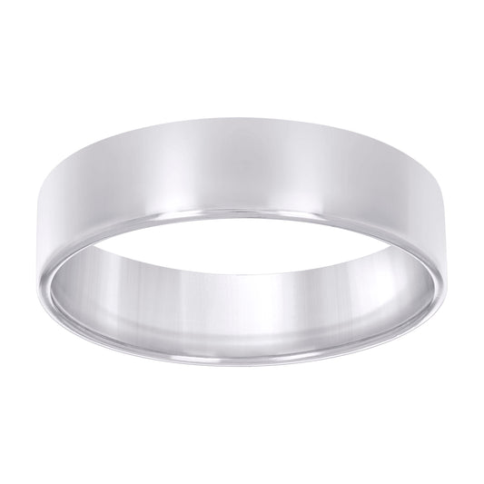 925 Sterling Silver Flat Comfort Band Rhodium 7mm-