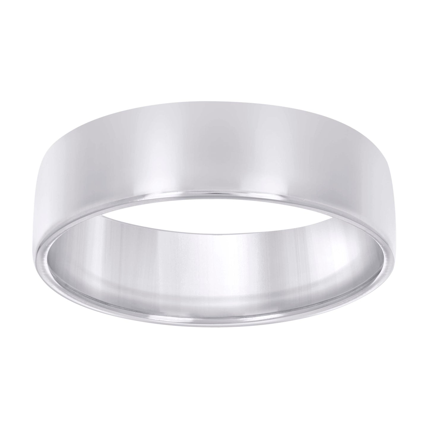 925 Sterling Silver Flat Comfort Band Rhodium 8mm-