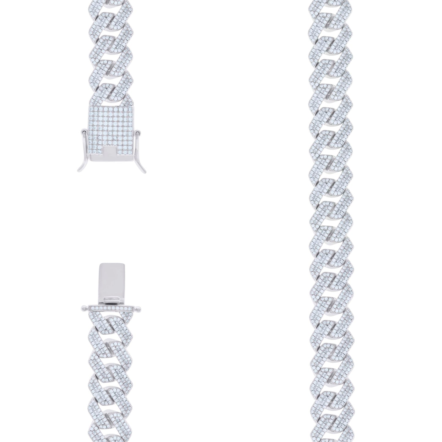 925 Sterling Silver Cz Fancy Bracelet Chain 14mm-2