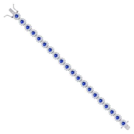 925 Sterling Silver Cz Bracelet 7"