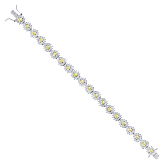 925 Sterling Silver Cz Bracelet 7"