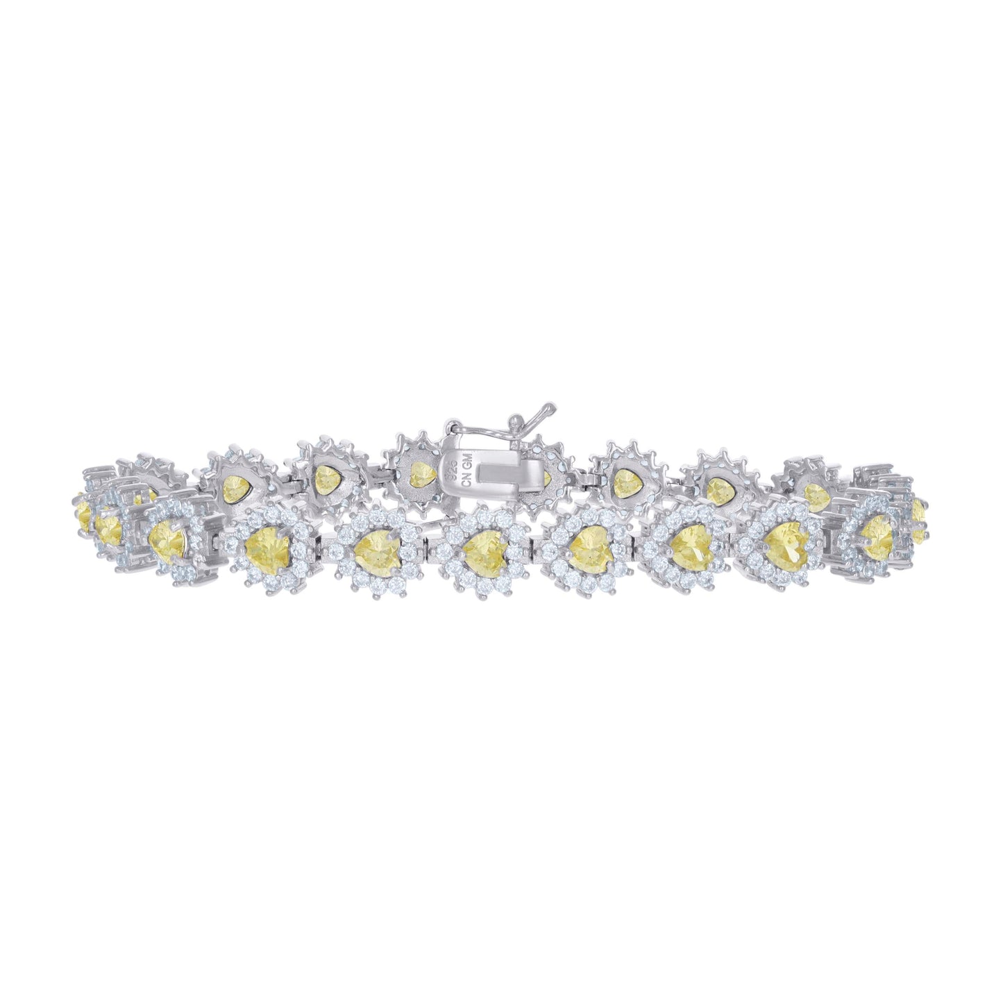 925 Sterling Silver Cz Bracelet 7"