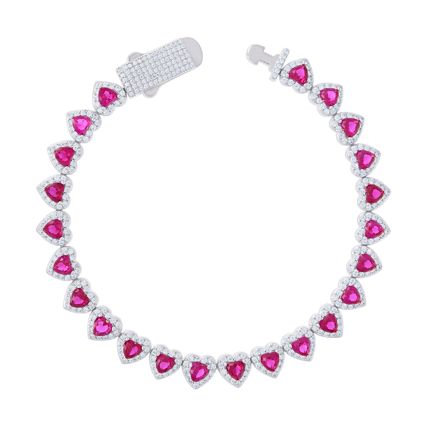 925 Sterling Silver Cz Bracelet 7"
