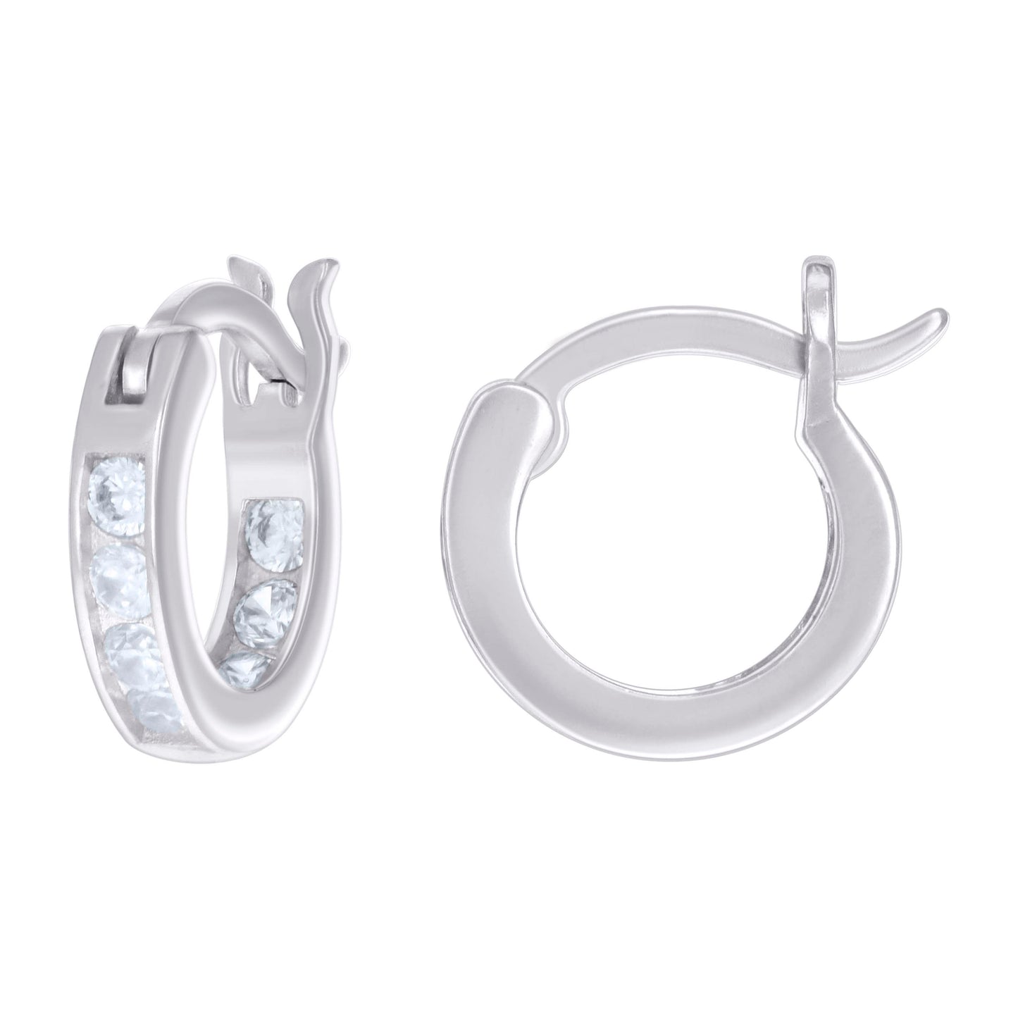 925 Sterling Silver Cz Inside-Out Hoop Earrings 3M