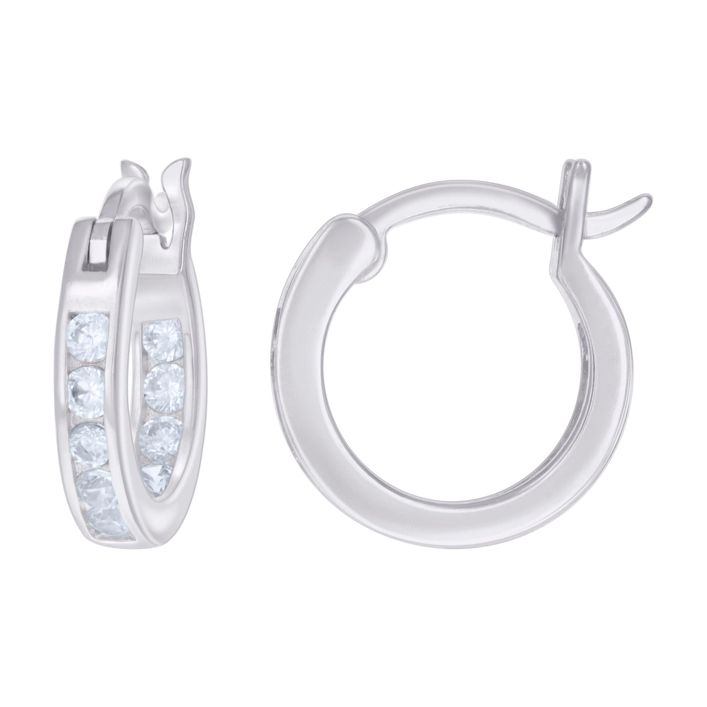 925 Sterling Silver Cz Inside-Out Hoop Earrings 3M