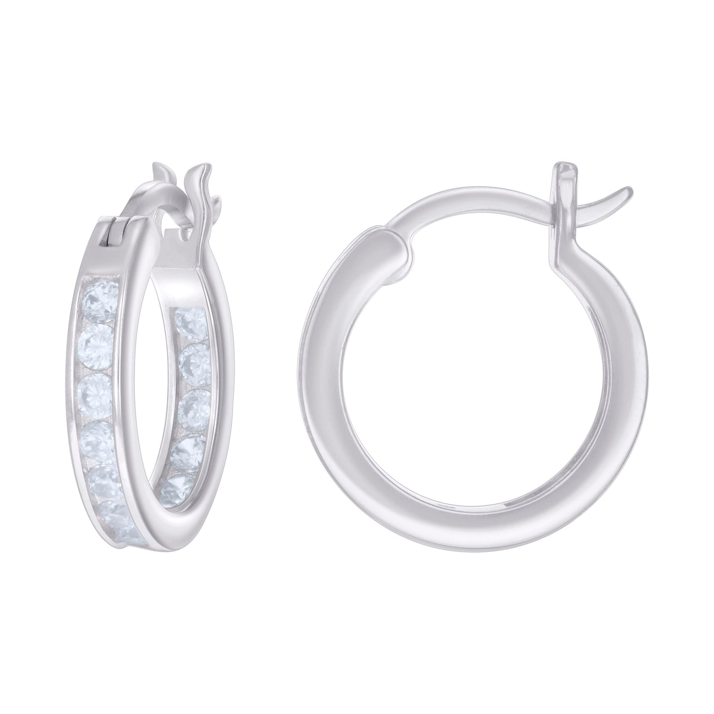 925 Sterling Silver Cz Inside-Out Hoop Earrings 3M