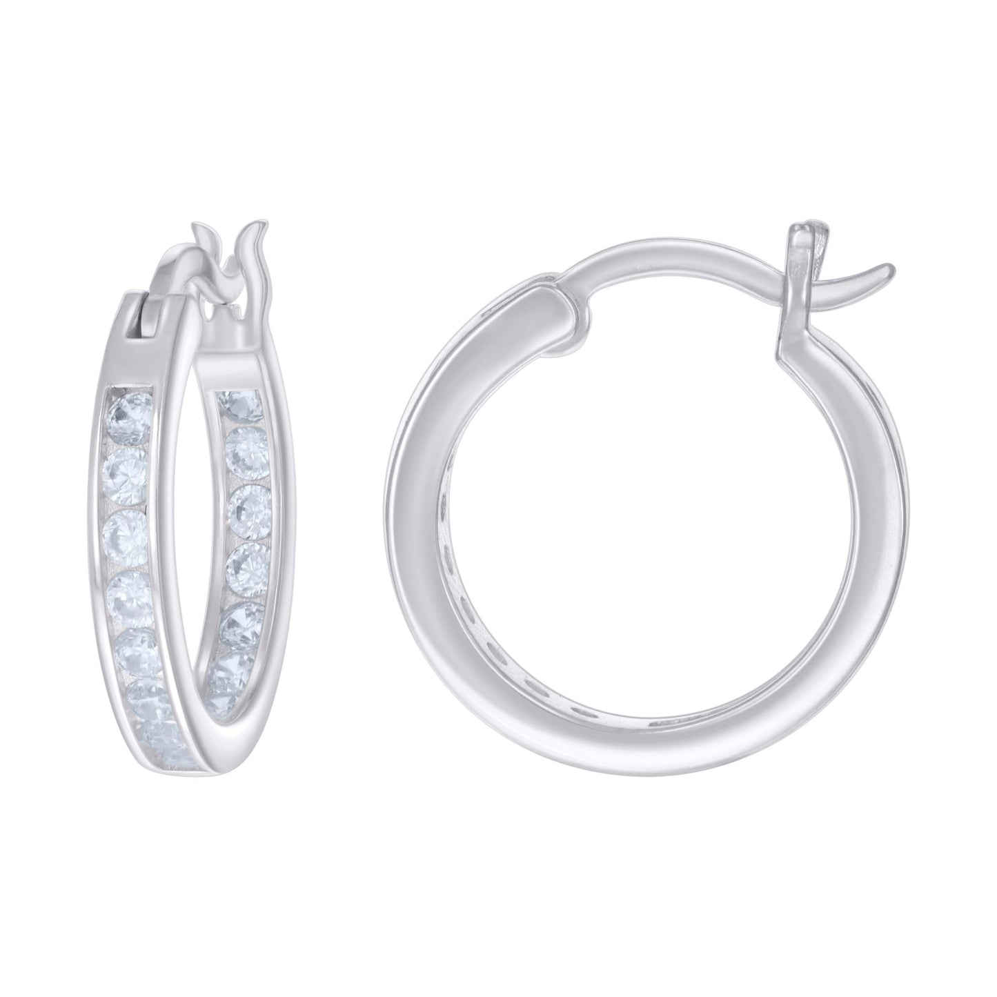 925 Sterling Silver Cz Inside-Out Hoop Earrings 3M