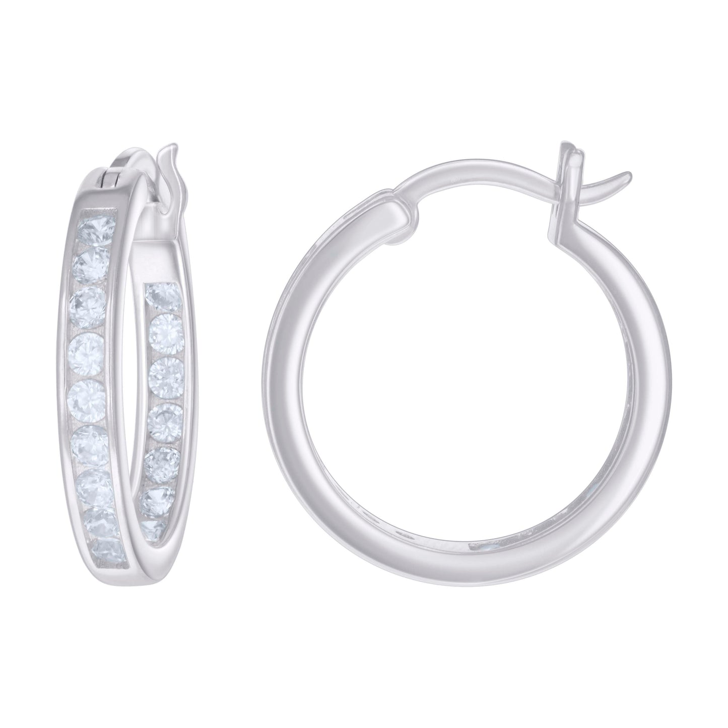 925 Sterling Silver Cz Inside-Out Hoop Earrings 3M