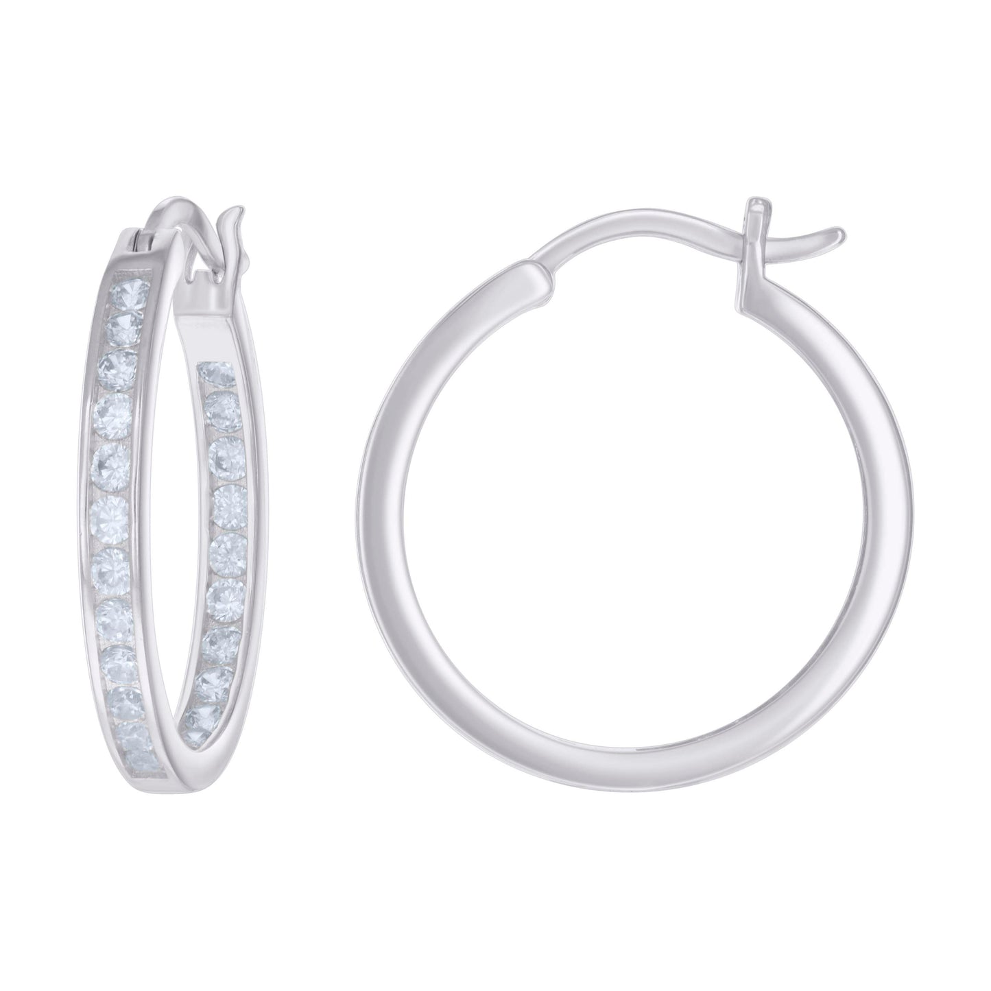 925 Sterling Silver Cz Inside-Out Hoop Earrings 3M