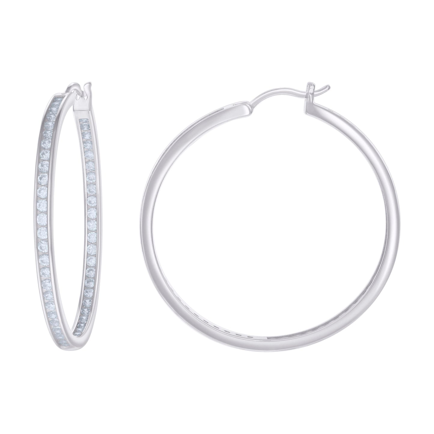 925 Sterling Silver Cz Inside-Out Hoop Earrings 3M
