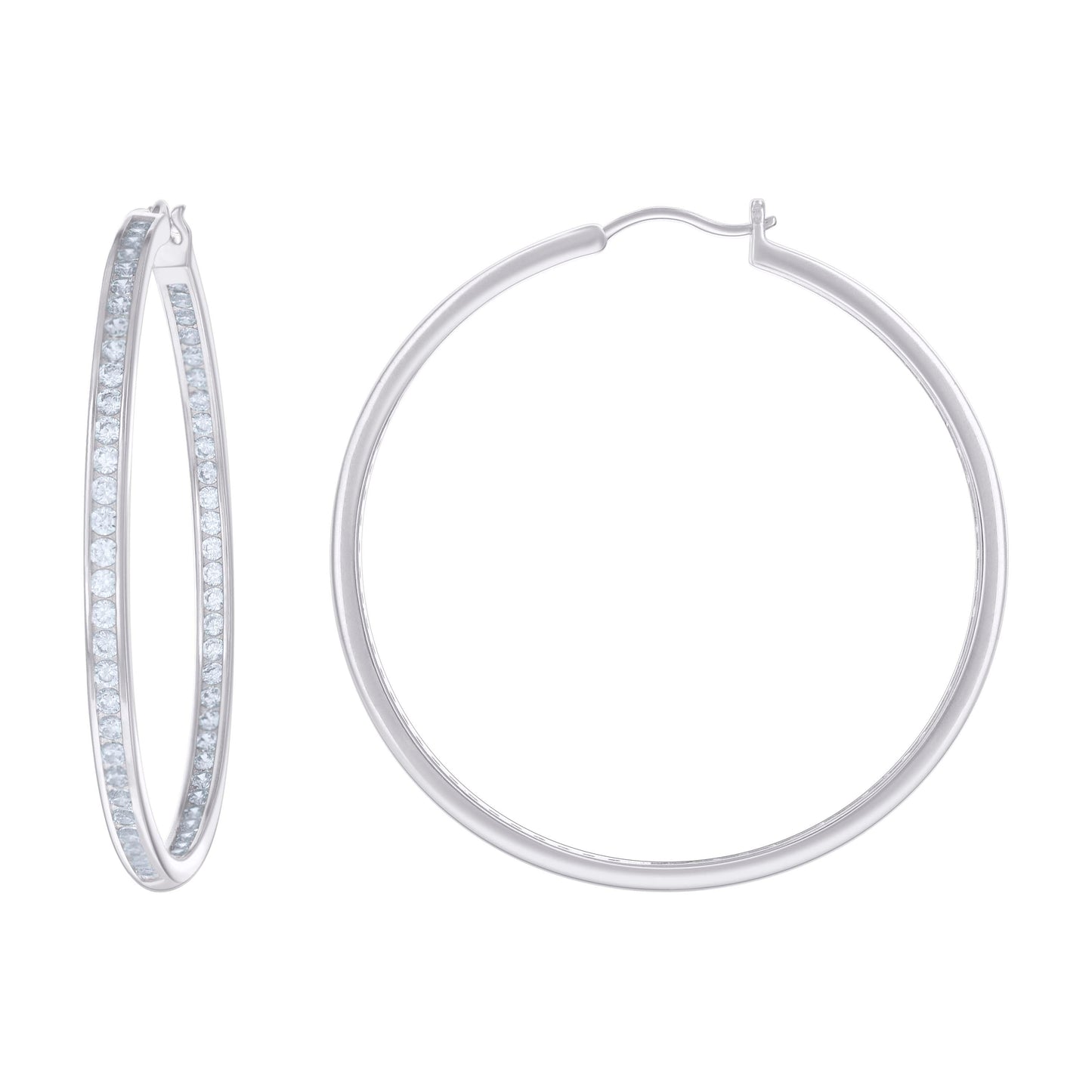 925 Sterling Silver Cz Inside-Out Hoop Earrings 3M