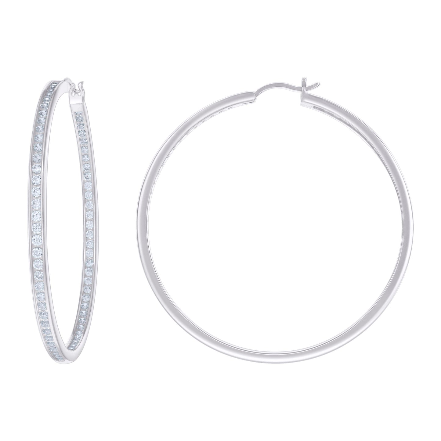 925 Sterling Silver Cz Inside-Out Hoop Earrings 3M