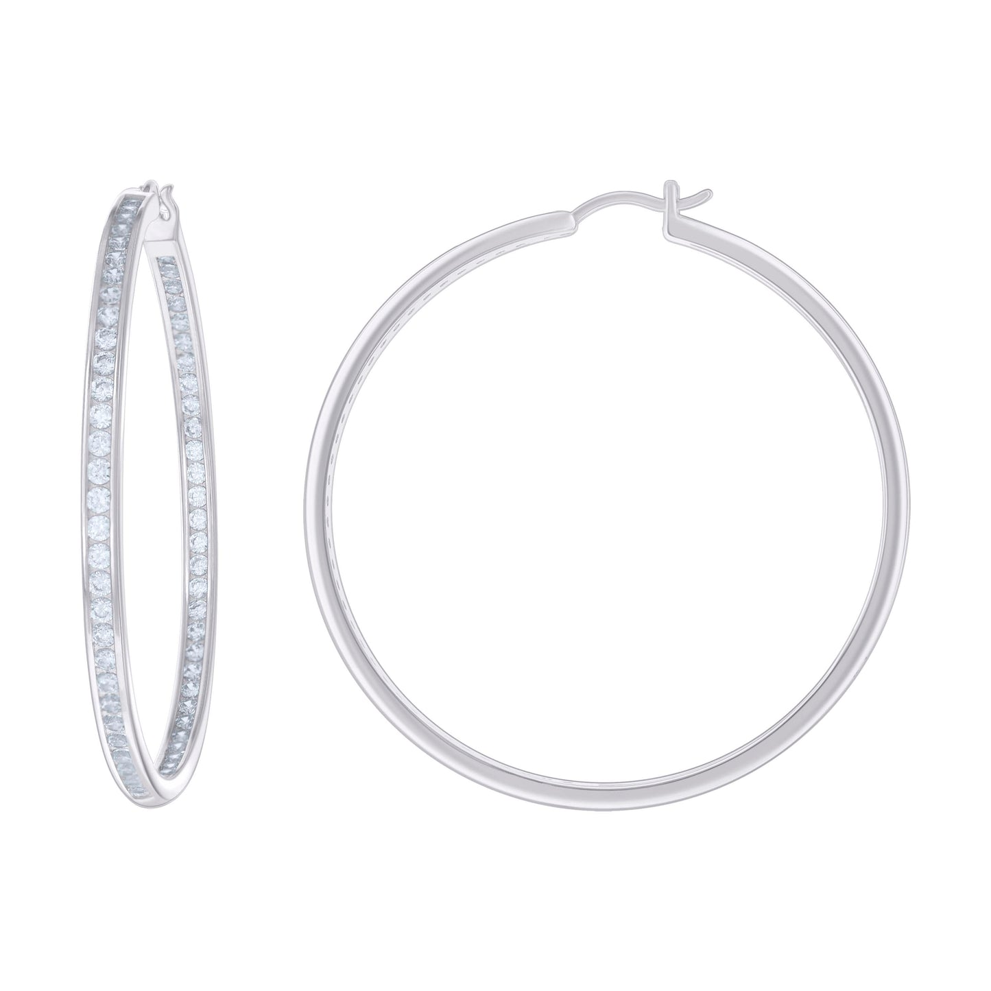 925 Sterling Silver Cz Inside-Out Hoop Earrings 3M