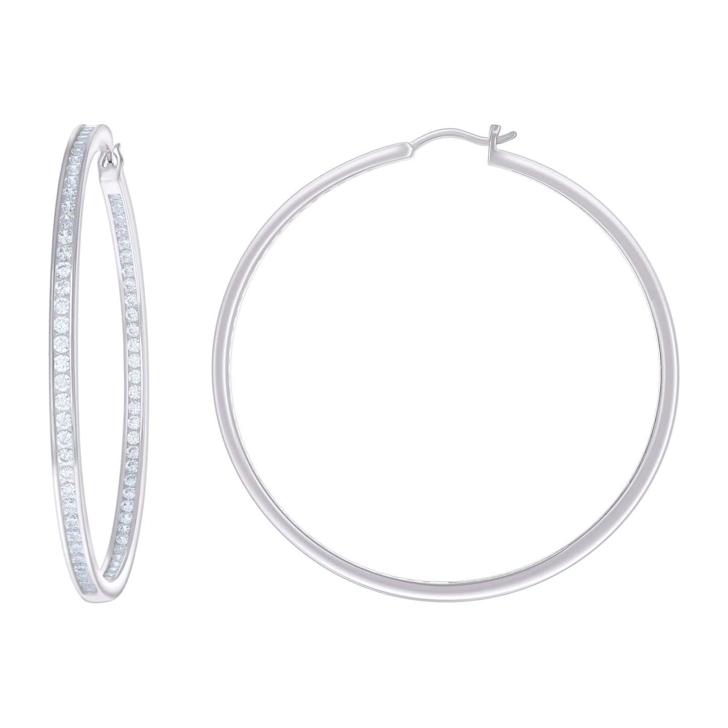 925 Sterling Silver Cz Inside-Out Hoop Earrings 3M