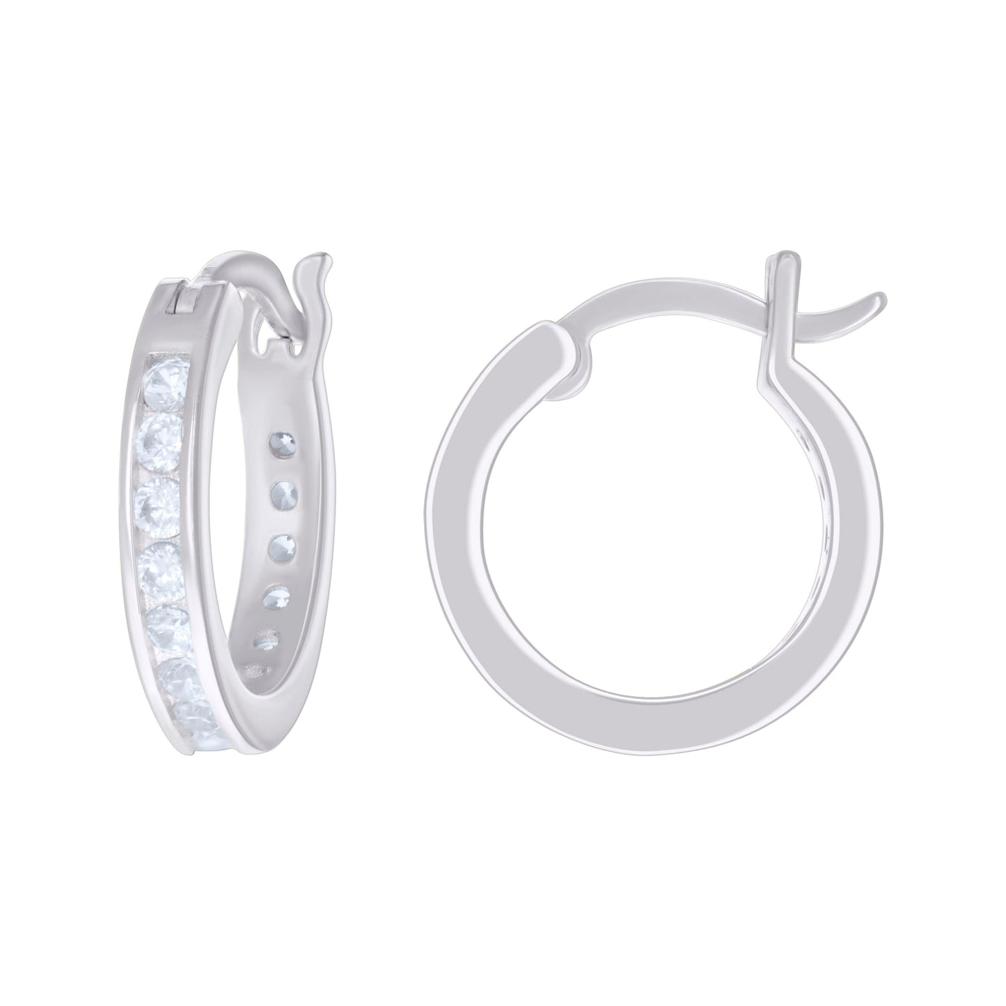 925 Sterling Silver Cz Hoop Earrings 3mm-16