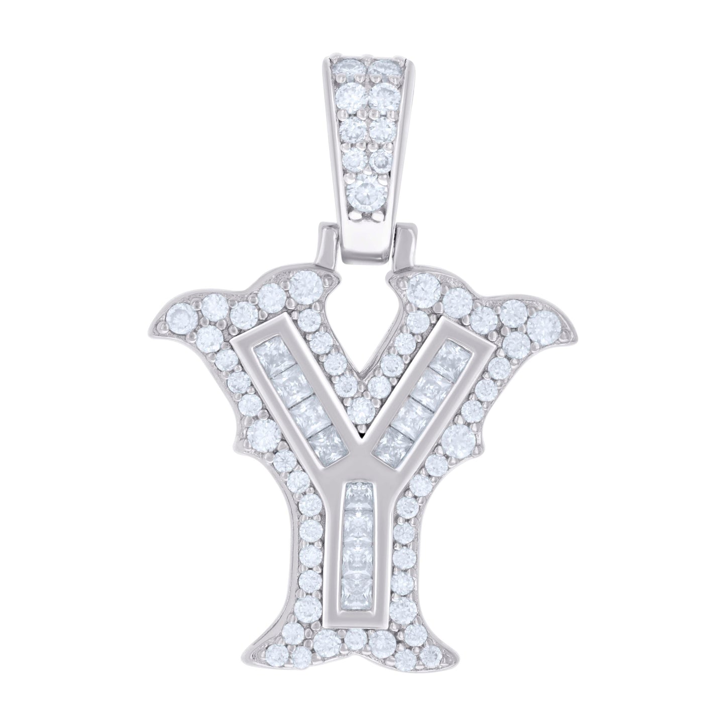 925 Silver Pendant "Y" Moissanite 0.53Ct, Baguette