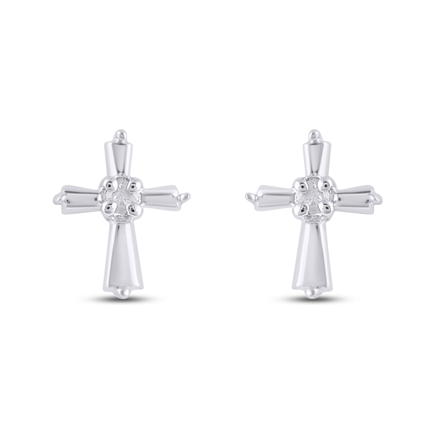 925 SS 0.01CT D- EARRINGS "CROSS"
