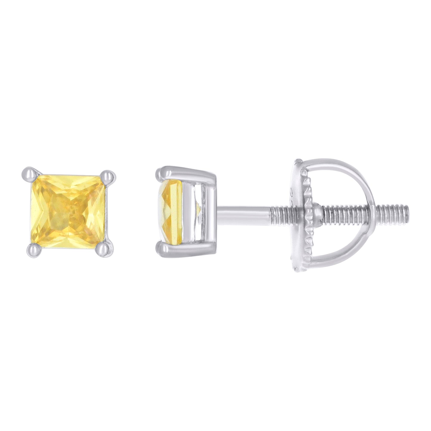 925 Sterling Silver Cz Earrings 4mm Screwback