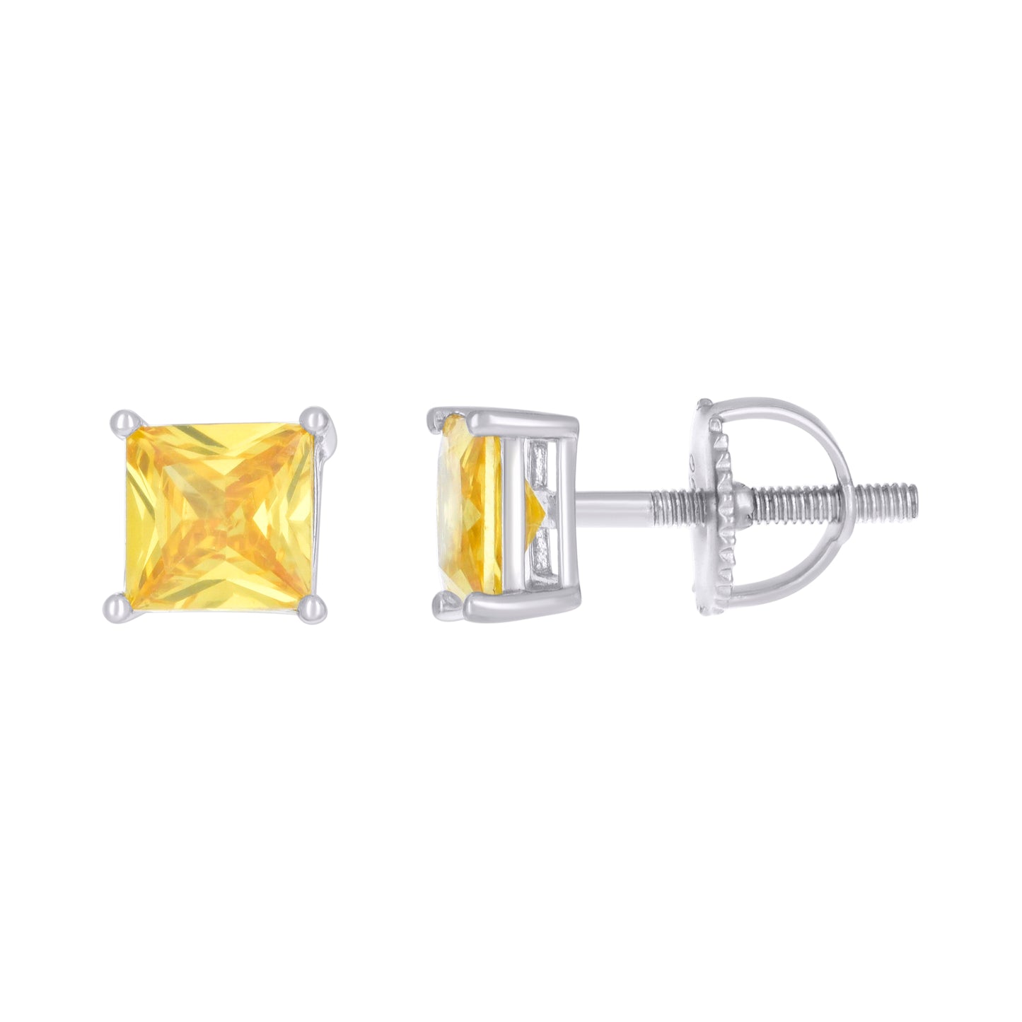 925 Sterling Silver Cz Earrings 6mm Screwback