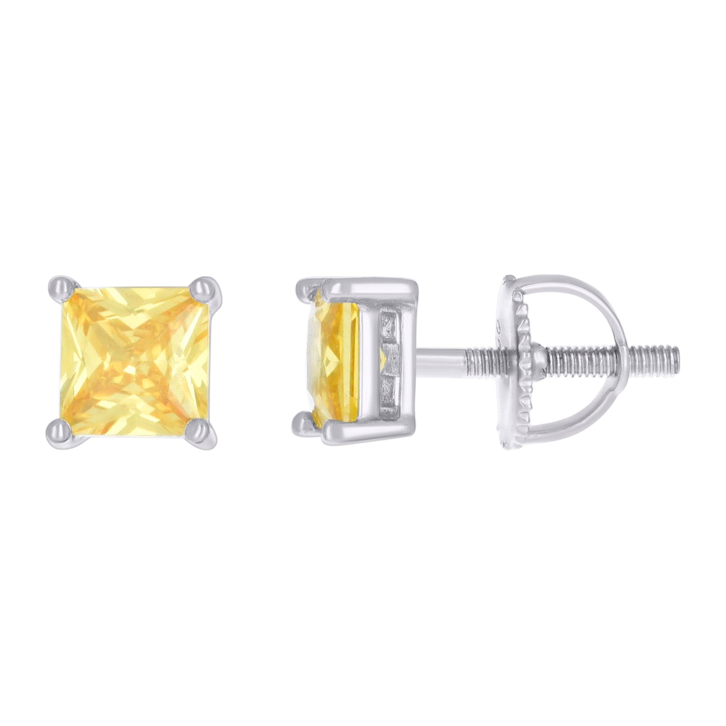 925 Sterling Silver Cz Earrings 5mm Screwback