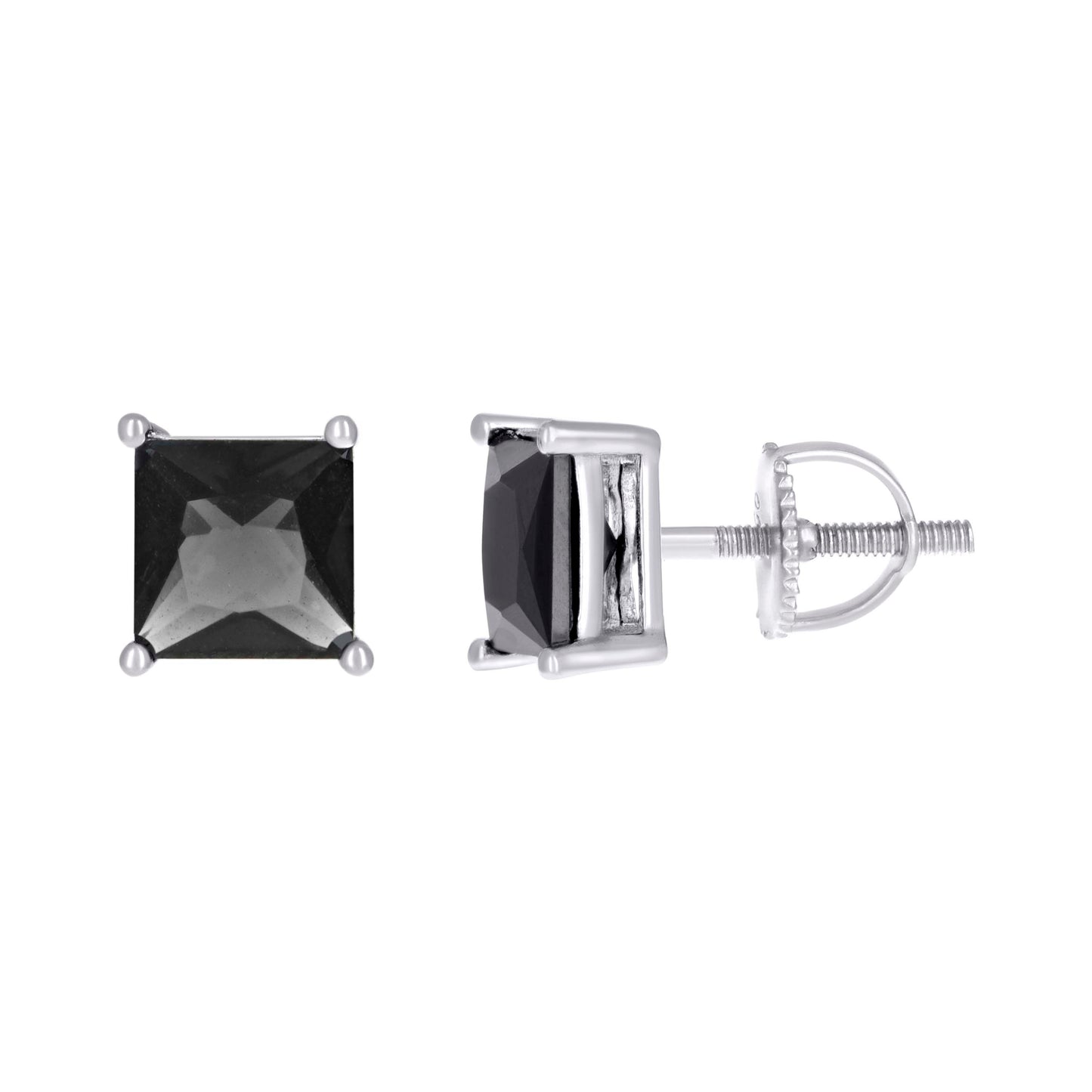 925 Sterling Silver Cz Earrings 6mm Screwback