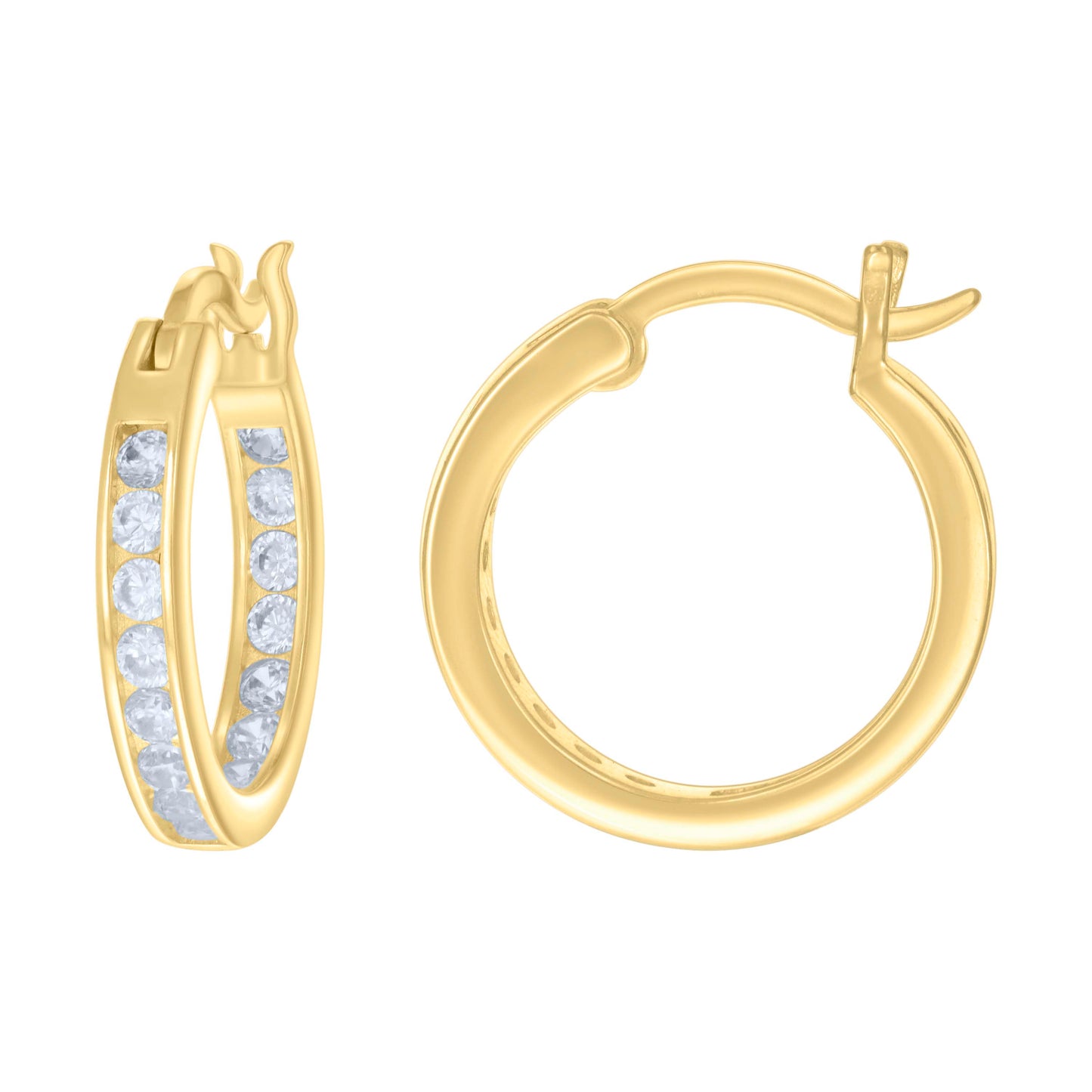 925 Sterling Silver Cz Inside-Out Hoop Earrings 3M