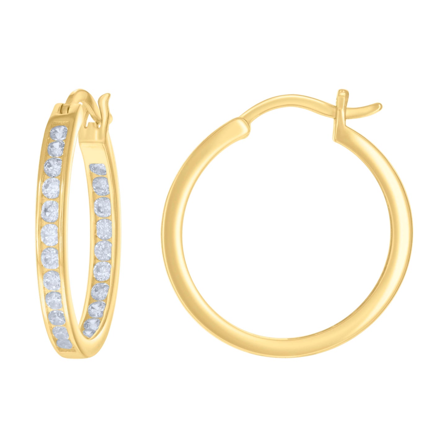 925 Sterling Silver Cz Inside-Out Hoop Earrings 3M