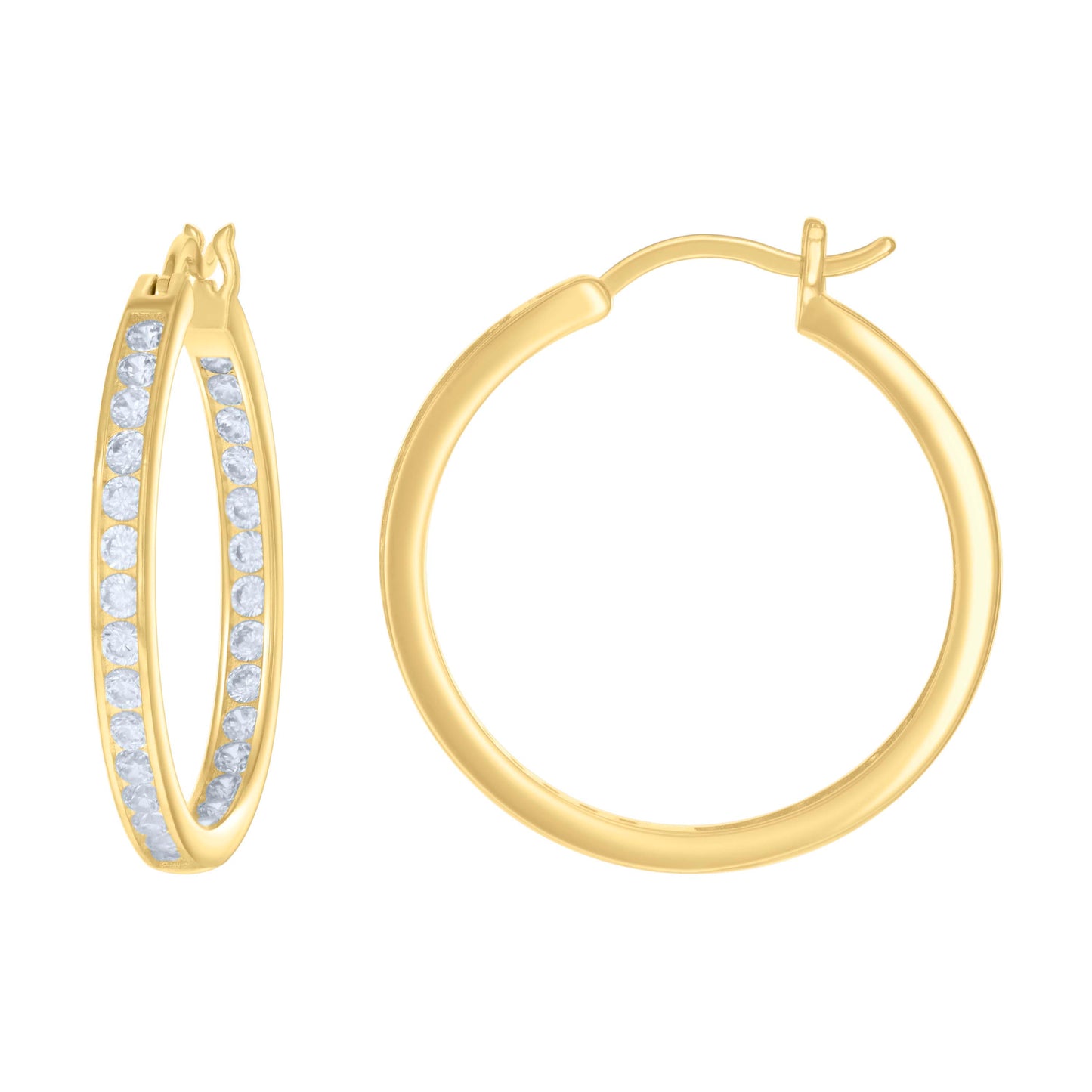 925 Sterling Silver Cz Inside-Out Hoop Earrings 3M